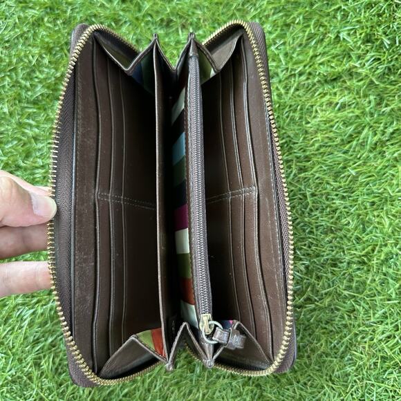Coach‎ Brown Signature Lurex Stripe Legacy Accordion Zipper Wallet F0742-40753 - Picture 6 of 10